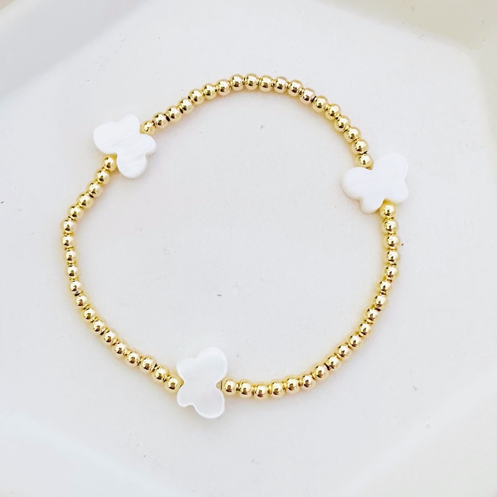 Mother Of Pearl Butterfly Beaded Bracelet ✨